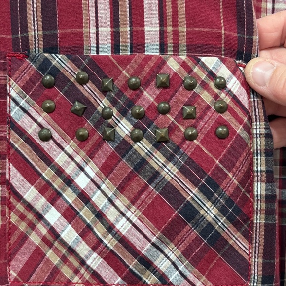 Lady Dutch NWT snap closure plaid fitted shirt with pocket embellishments sz XL - Picture 9 of 16